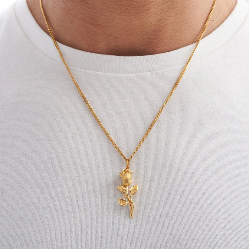 Luxora Rose Pendant + Micro Cuban Chain
