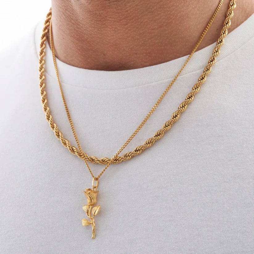 Luxora Rose Pendant + Micro Cuban Chain